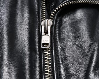Vintage 70s Leather Motorcycle Jacket Park V Belt Waist 1970 Men
