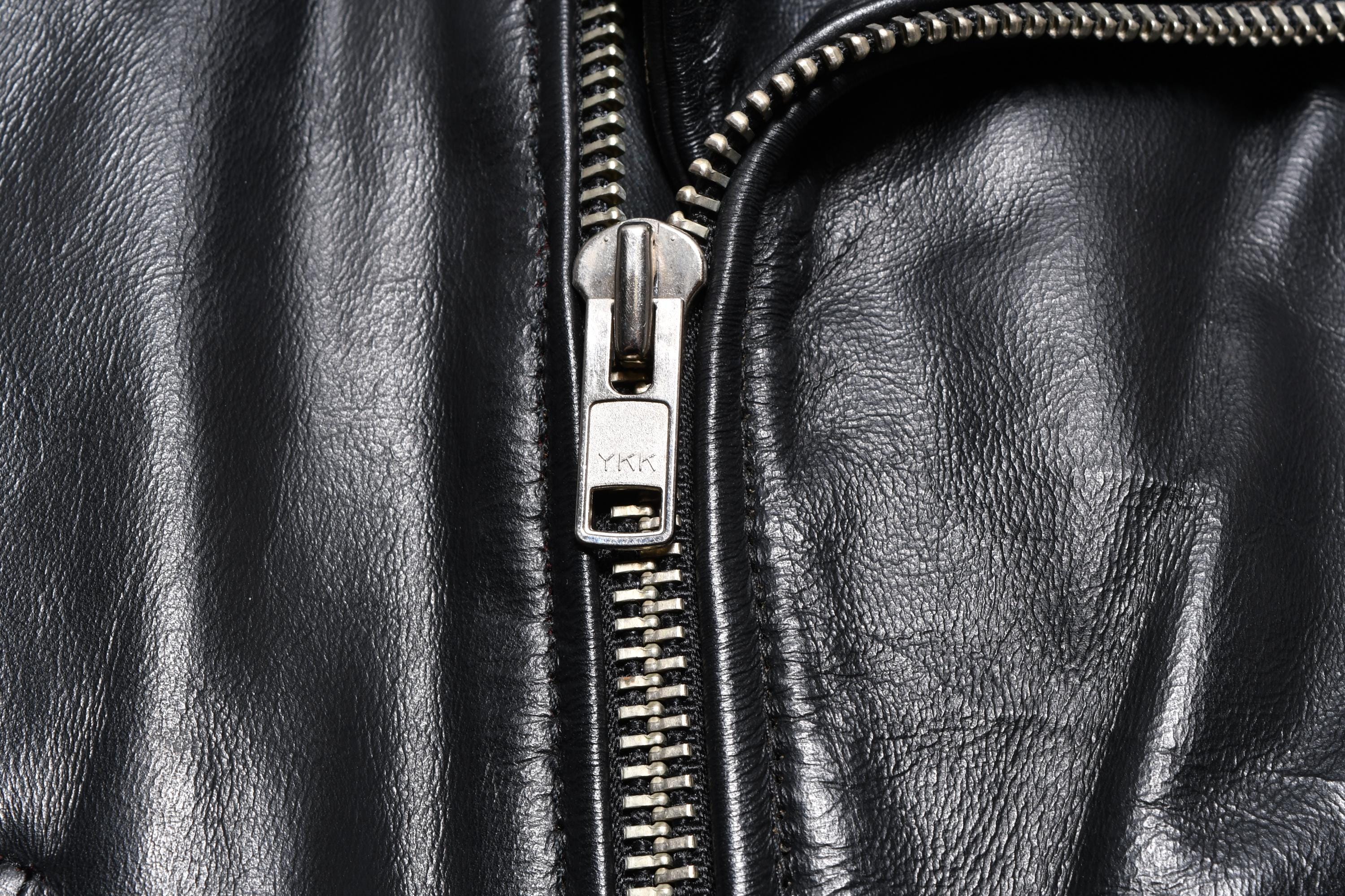Vintage 70s Leather Motorcycle Jacket Park V Belt Waist 1970