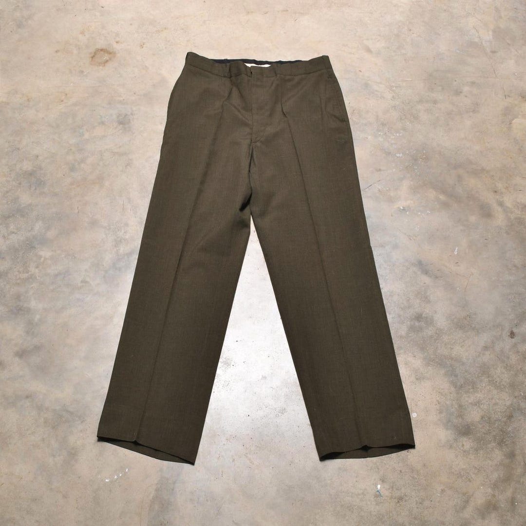 Vintage 60s Garbardine Military Pants US Marines Olive Drab Green