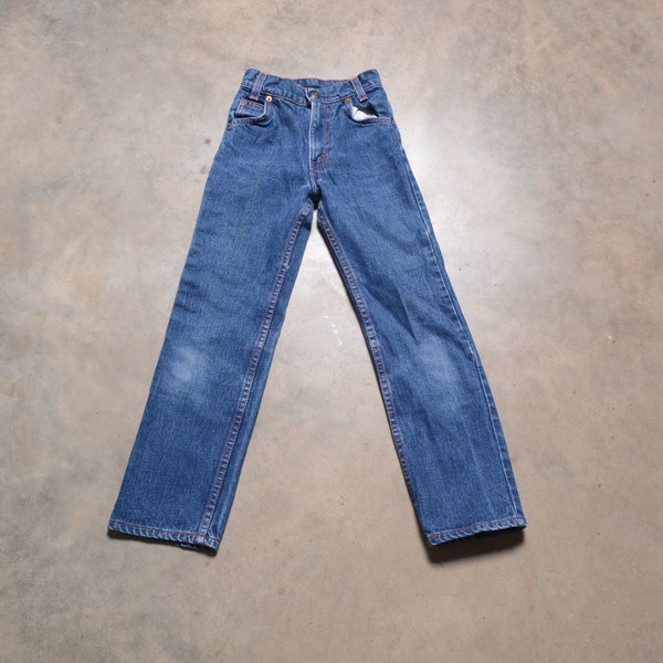 Vintage des années 70 Levis jeans jambe droite onglet orange 1970 Levi's enfants vintage jeunesse garçon fille slim 8 20 taille