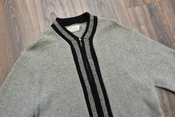 トップス 60s wool zip cardigan Vintage 60s Cardigan Sears Wool Zip up Sweater 1960 Men Menswear M