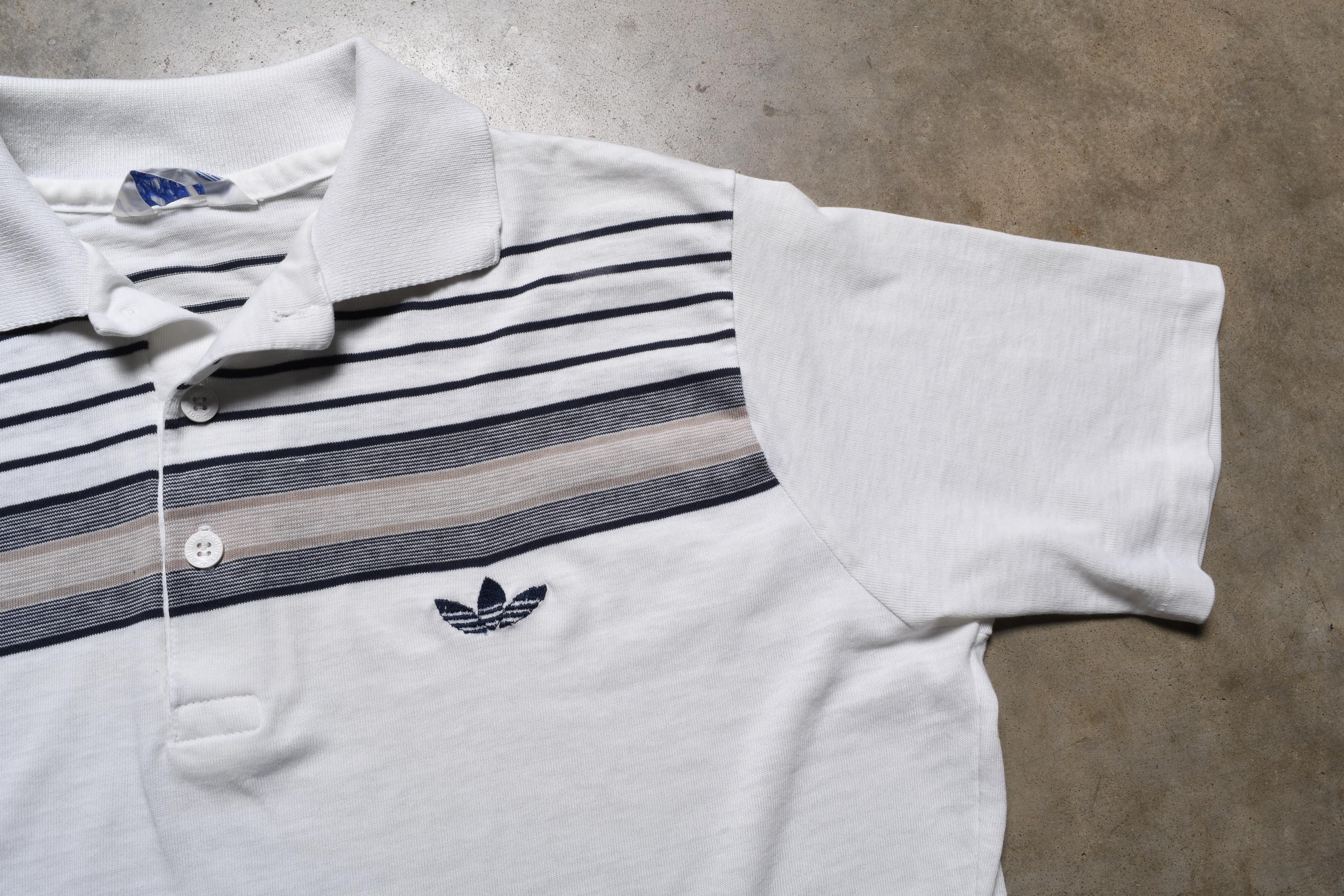 2025人気新作 80s Vintage Adidas 1980 USA in Made Tennis Stripe Shirt Polo トップス