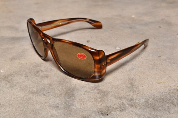 Lunettes De Soleil Vintage Oversize Années 70 - Fabriquées En France, Monture Marron, Occasion Très Bon état