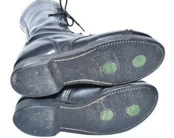 Vintage 70s Combat Boots Paratrooper Jump Work Boots Zipper Side