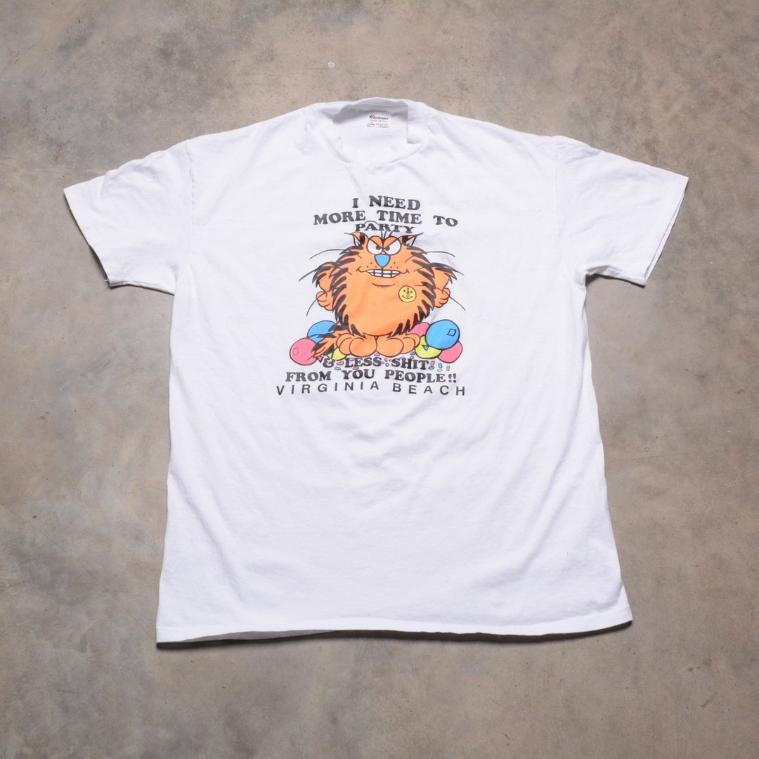 Vintage 80s Grumpy Cat T-shirt I Need More Time to Party Virginia