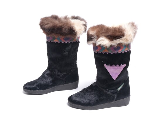 vintage 80s 90s Garden Sport fur boots rubber sol… - image 1