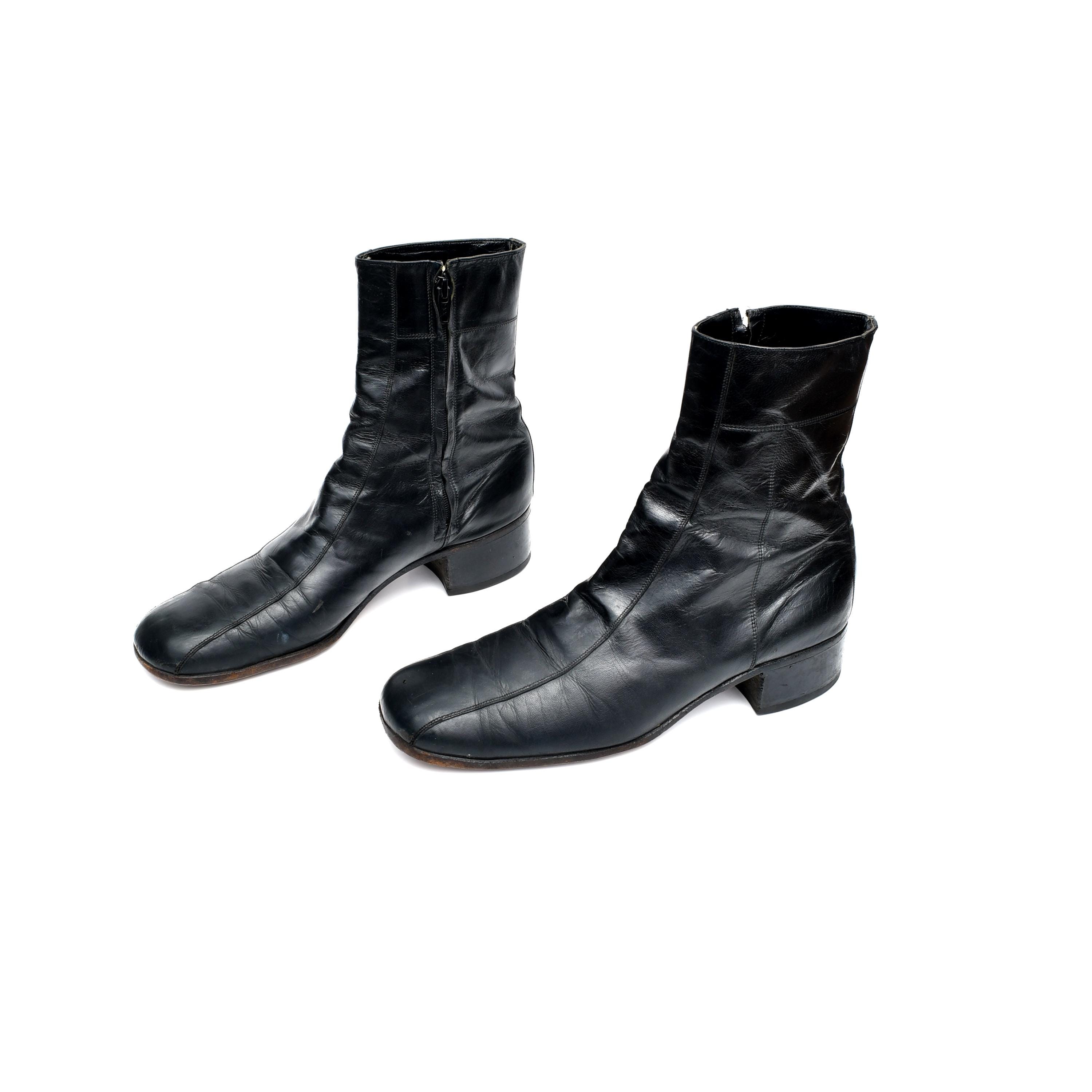 Vintage Florsheim Beetle Boots Chelsea Style Black 10 D Leather Cosplay Boots the Beatles Size 9.5 Black LEATHER  main image 2