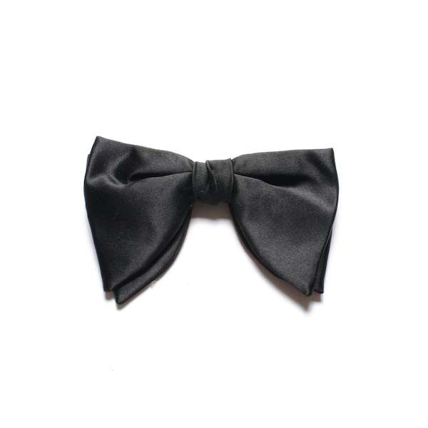 vintage bow tie 70s black silk bowtie clip on 1970 wedding groom menswear vintage neckwear