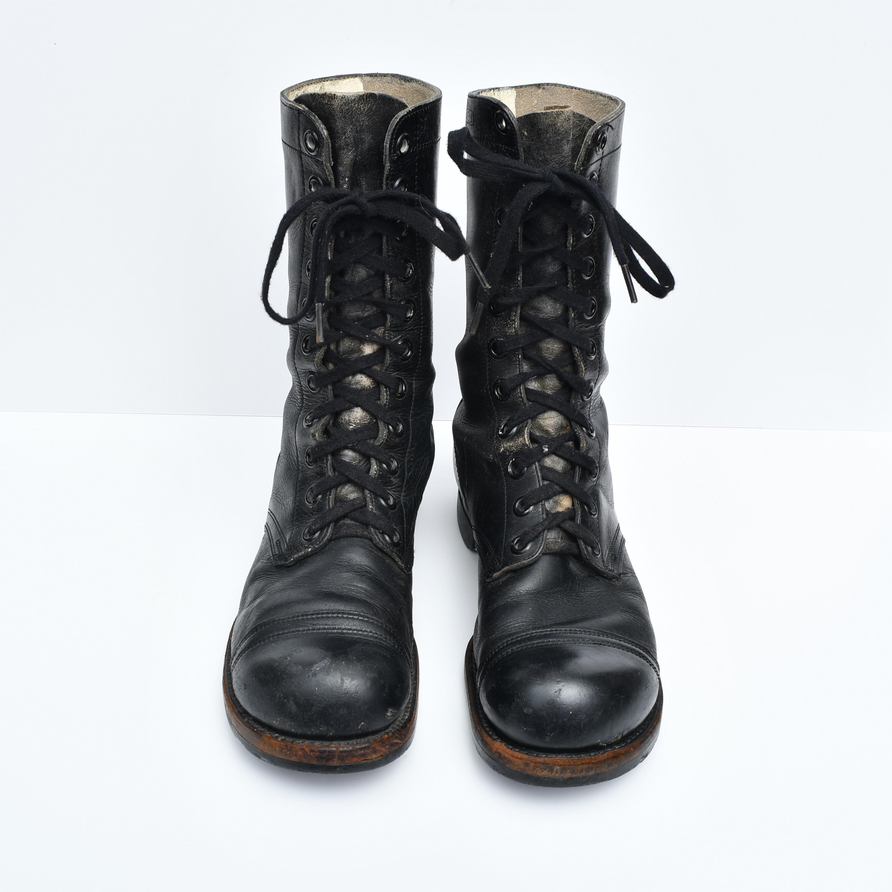 Vintage 50s US Army Issue Combat Boots Black Leather Paratrooper