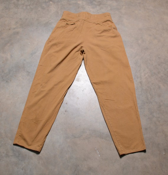 vintage 80s pants baggy taper high waist mustard … - image 6