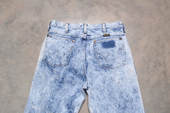 vintage 80s wrangler jeans acidwash light wash de… - image 7