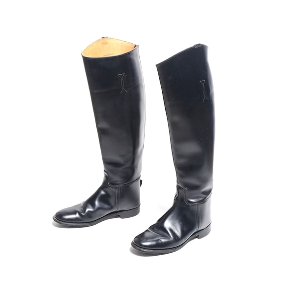 bottes d’équitation vintage pour femmes bottes en cuir noir mi-mollet Imperial Marlborough fabriquées en Angleterre taille femme US 7 UK 4.5