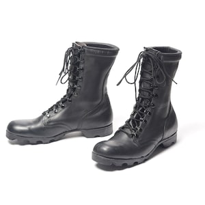Vintage 80s Combat Boots US Military Issue 1985 PJ Black Leather