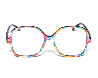 vintage eyewear 80s 1980 pearleascent rainbow glasses eyeglasses oversize round square plastic frames Sanford Hutton Colors in Optics