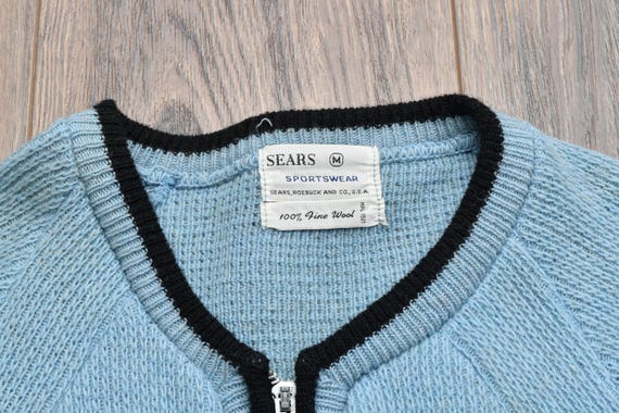 Vintage 60s Cardigan Sears Wool Zip up Sweater 1960 Men Menswear M