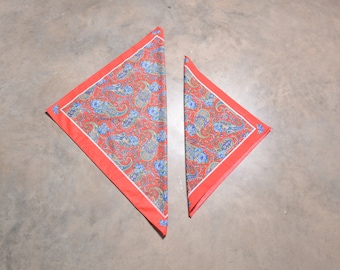 vintage 70s bandana floral paisley headband kerchief scarf USA 14193 blue green red white multicolor Les Foulards d&#39;Henrietta