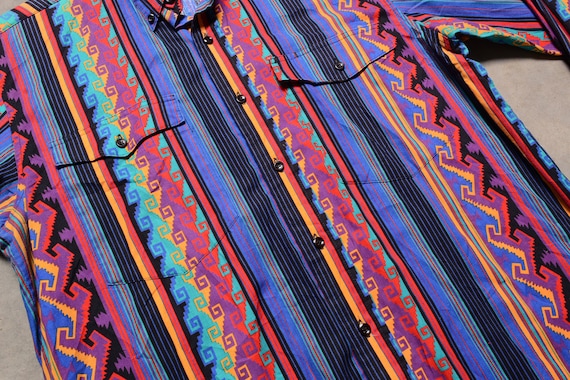 Vintage 80s 90s Frontier Series Western Shirt Rainbow Stripe