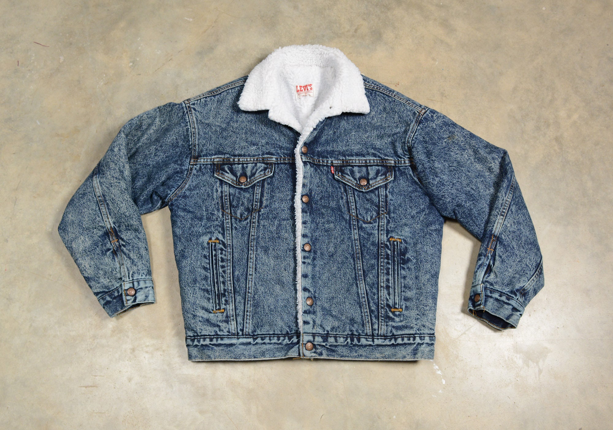 Vintage 80s Levis Trucker Jacket Sherpa Lined Acid Wash - Etsy