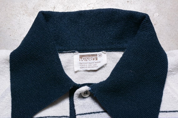 vintage 70s polo shirt short sleeve knit shirt bl… - image 3