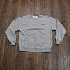 Sudadera Champion vintage de los años 2000, básica, jersey, cuello redondo, gris jaspeado, talla L/XL