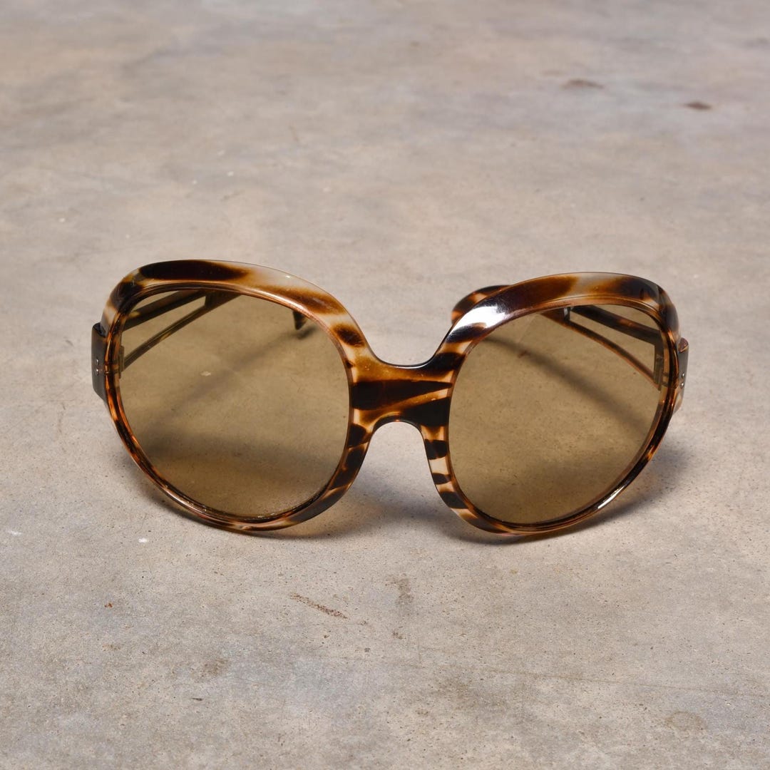 Vintage 70s Oversize Sunglasses Amber Lens 1970 Round Bugeye Men Women — free download