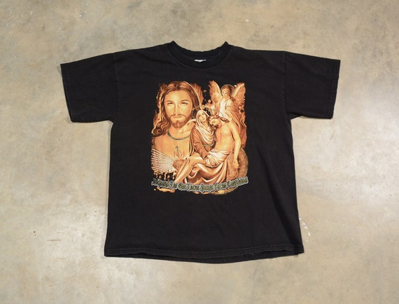 Vintage 90s 00s Y2k Jesus T-shirt Men Women Unisex Tee Shirt M/L 