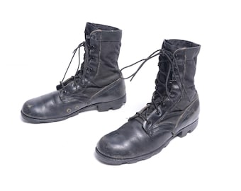 Vintage Military Boots MENS SIZE 10 Black Leather Army STEEL Toe Combat  Boots - ShopperBoard