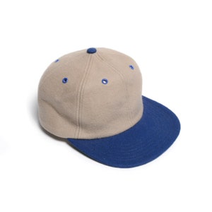 vintage 70s 80s wool hat baseball cap fitted tan blue Harvard Sports Headwear 7 3/8