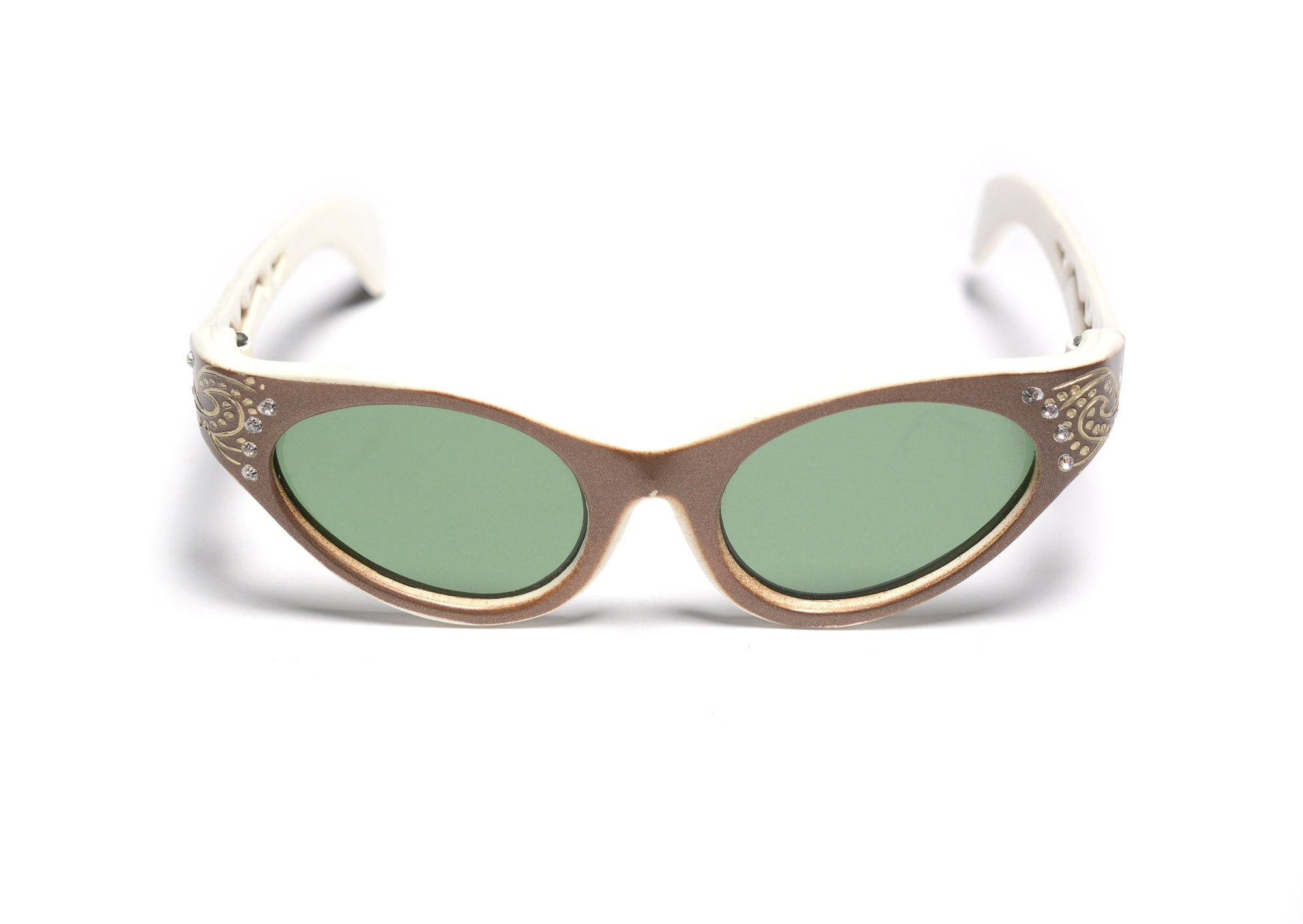 Vintage 50s 60s Sunglasses Copper Brown White Cat Eye Vintage 50s 60s Sunglasses Copper Brown White Cat Eye