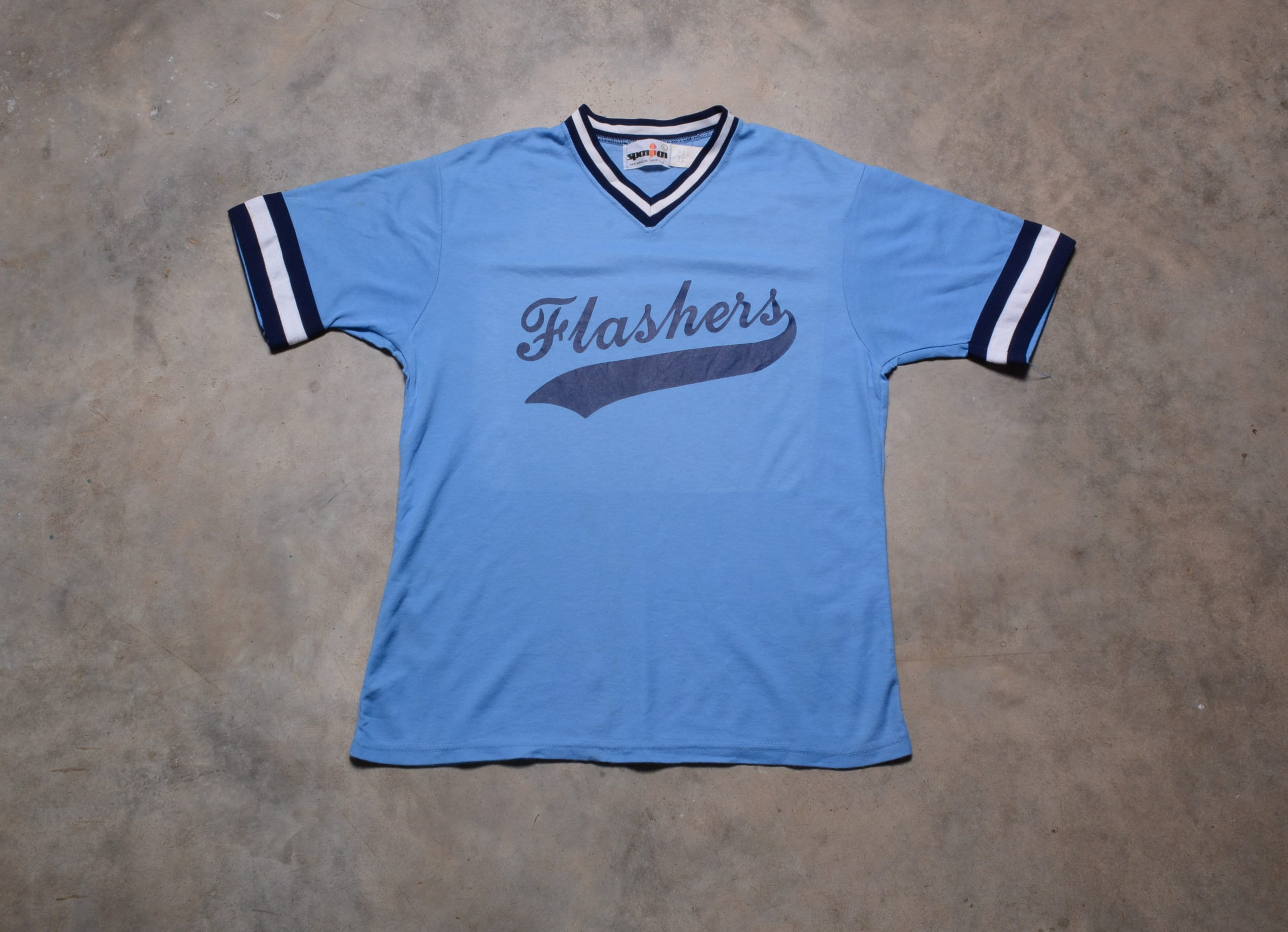 Vintage 70s Softball Jersey Shirt Flashers V-neck Baseball 