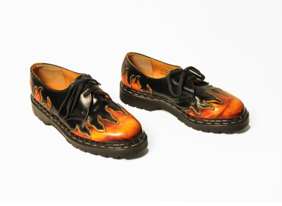 Vintage Tredair Flame Shoes 80s 90s Flame Pattern Oxford Creeper