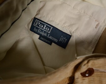vintage 80s tan light brown corduroy pants straight leg cords 1980 Polo Ralph Lauren preppy trad 34x34 Preston 34 waist