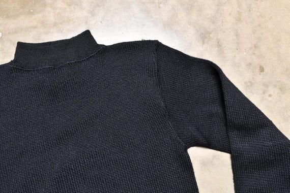 Vintage 40s US Navy Deck Sweater Mock Neck Black Wool
