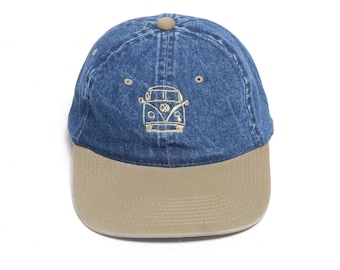 vintage 90s Volkswagen bus hat denim snapback baseball cap 1990 men women unisex Type 2 microbus