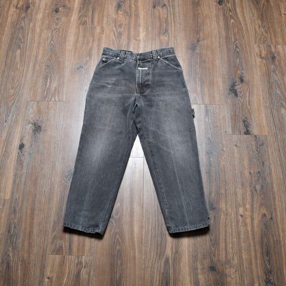 Vintage 90s Boss Jean Faded Black Denim High Waist Baggy Taper
