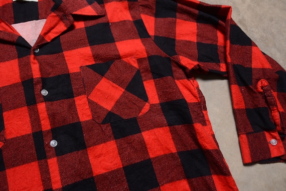 vintage 60s Big Donlin flannel shirt red black pl… - image 2