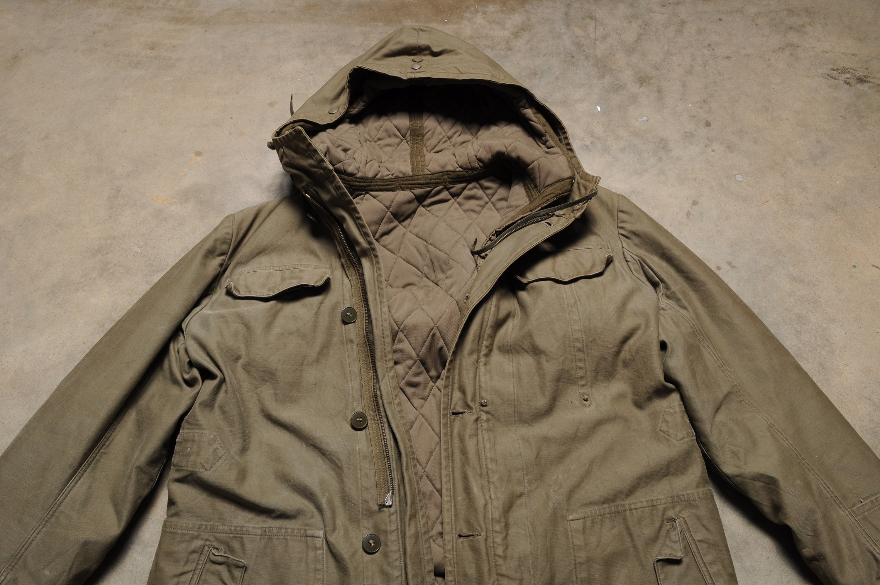 Vintage 50s German Army Jacket Olive Drab Green Heavyweight Winter