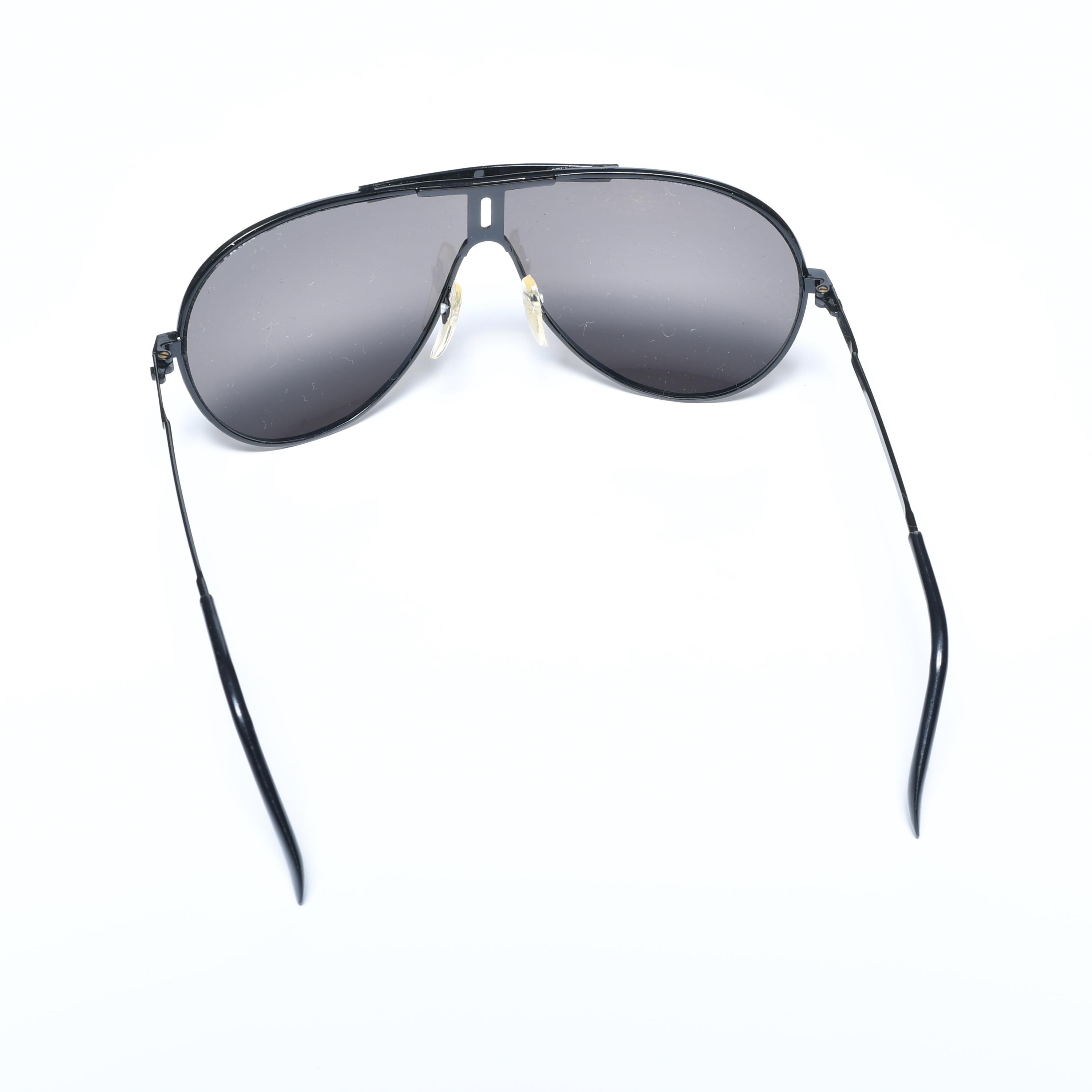 Vintage 80s Aviator Sunglasses Black Metal Frame Red White Stripe
