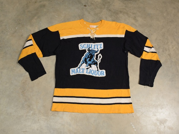 vintage 60s 70s GC Knitting hockey jersey Schlitz… - image 1