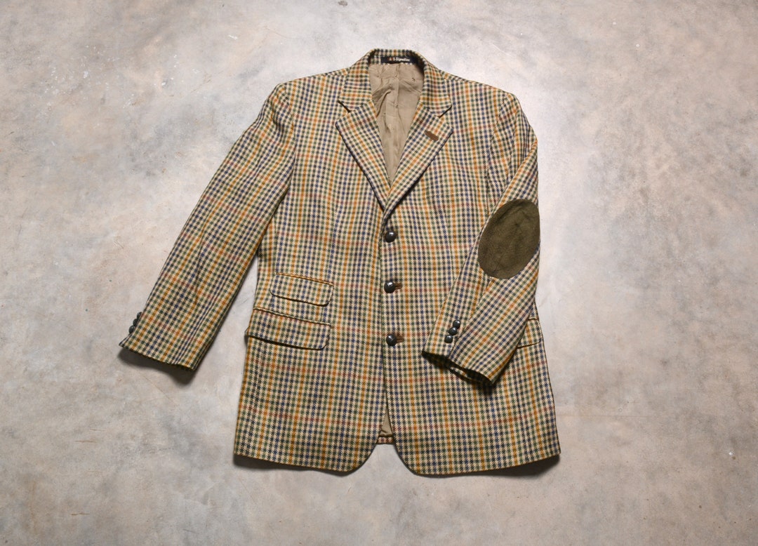 Men Vintage Sport Jacket 80s DAKS Flannel Houndstooth Sport Etsy