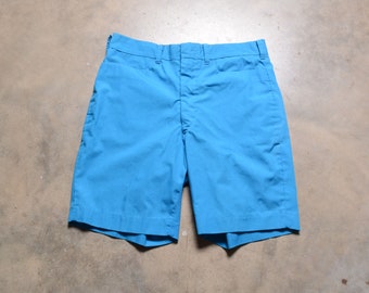 vintage 70s teal blue golf shorts preppy trad Bermuda chino 1970 slimfit men women unisex size 32