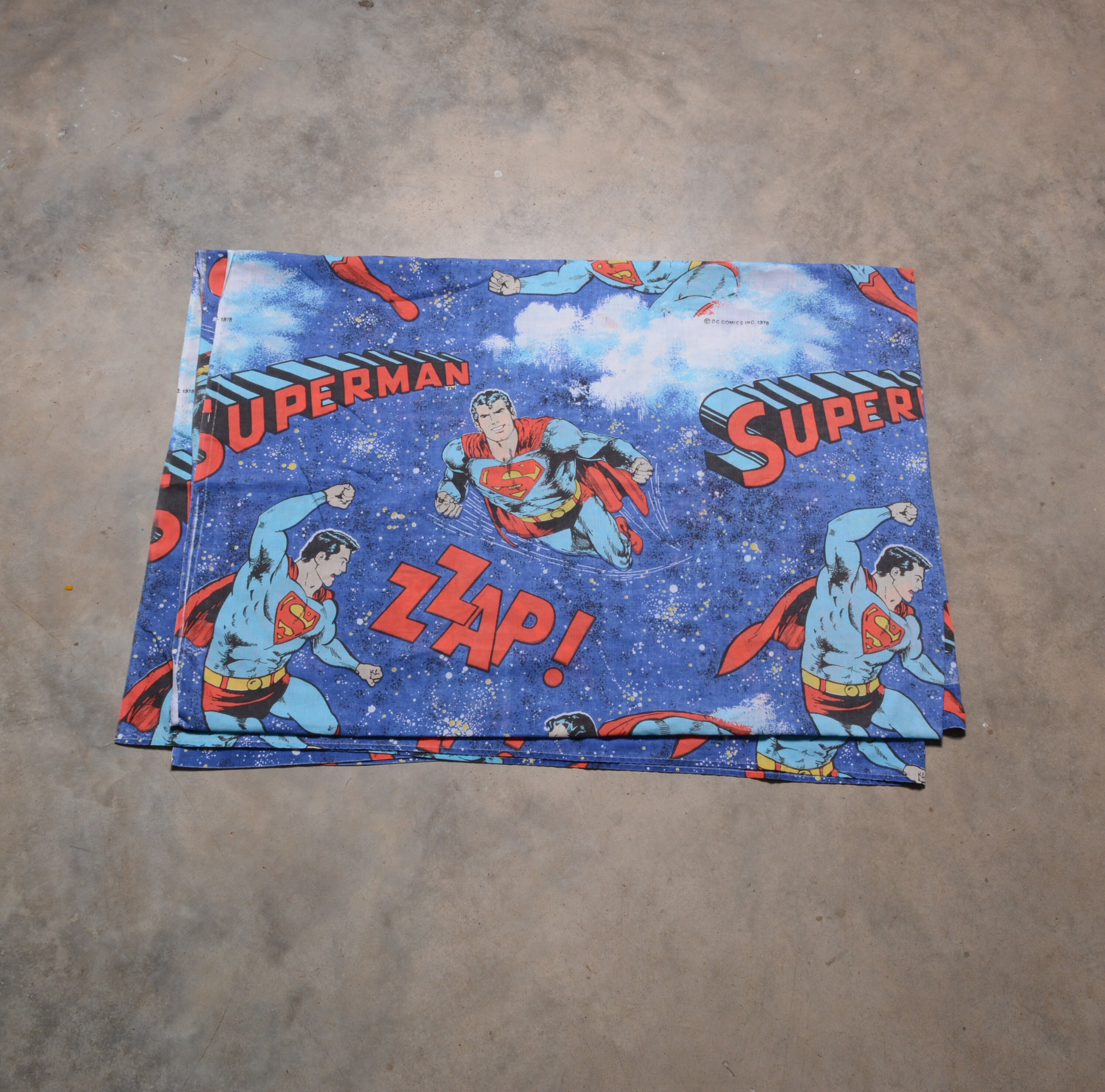 Vintage 70s Superman Bed Sheet Twin Flat 1978 ZZAP! Fabric