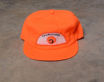 vintage 80s Thuricide trucker hat safety orange farm baseball cap 1980 men women unisex one size K Products