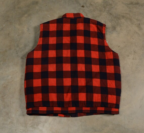 Vintage 80s Red Plaid Vest Buffalo Check Lumberjack Puffy Vest 1980 Woodland 100% Cotton L/XL Men Women Unisex