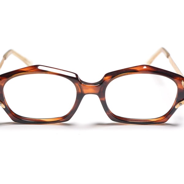 vintage eyewear 60s oval square glasses retro eyeglasses frames tortoiseshell gold tone metal 1960 men women unisex 50-18