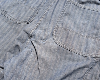 70's Wrangler : Damaged Coverall【襤褸】 VINTAGE MEN'S WRANGLER BLUE BELL HICKORY STRIPE DENIM