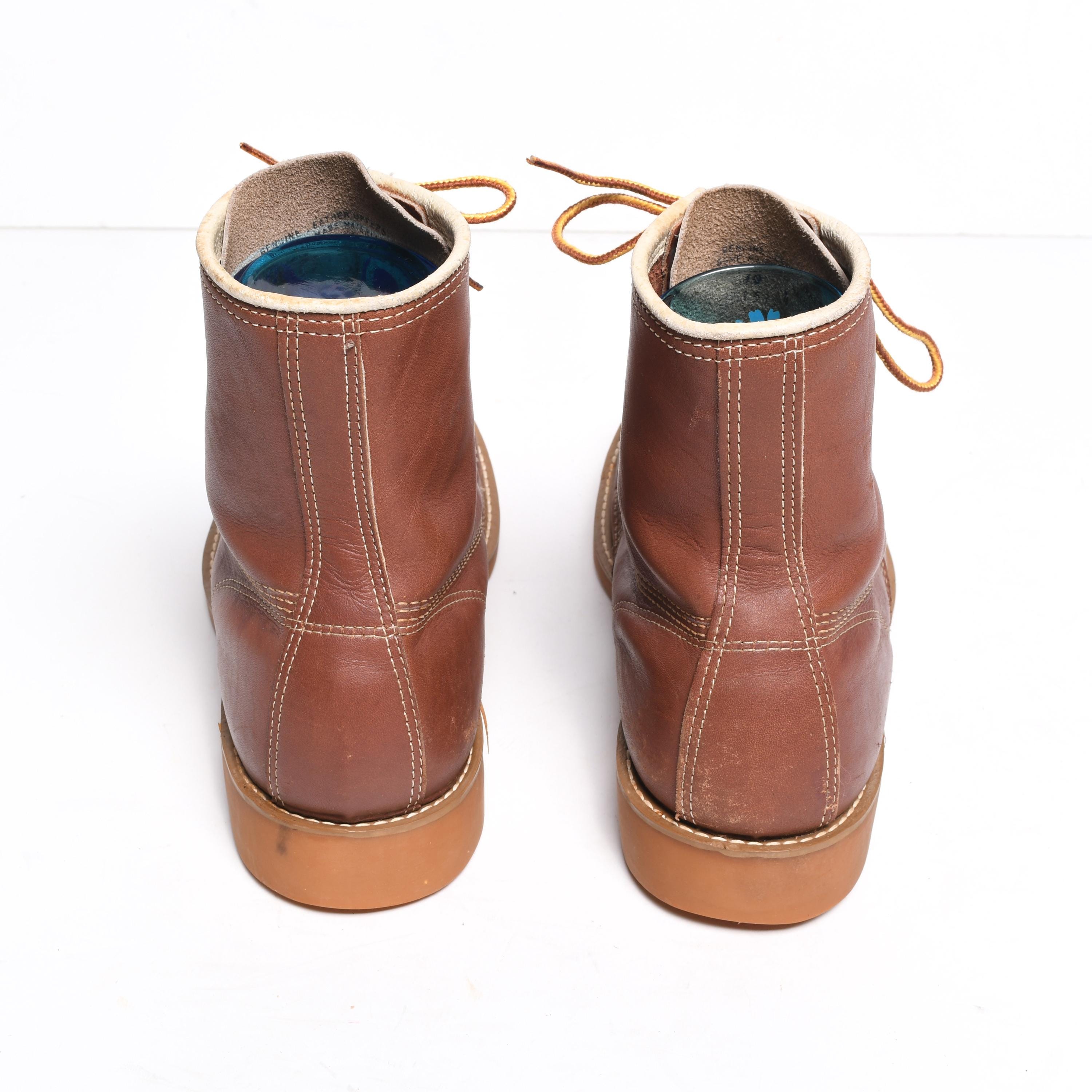 Iron Age Steel Toe Boots Size 10 D Union Made Vintage In America Leather *READ Vintage 80s Iron Age Work Boots Brown Leather Men Size 10  main image 3