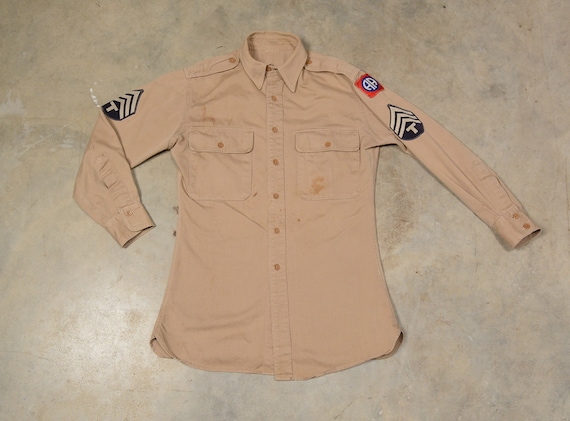 Vintage 40s US Army Tan Uniform Shirt 