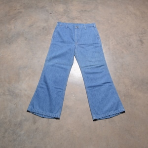 vintage 70s Levis 634 wide leg flare jeans orange tab 1970 vintage Levi&#39;s Talon 42 zipper 32 waist medium wash denim