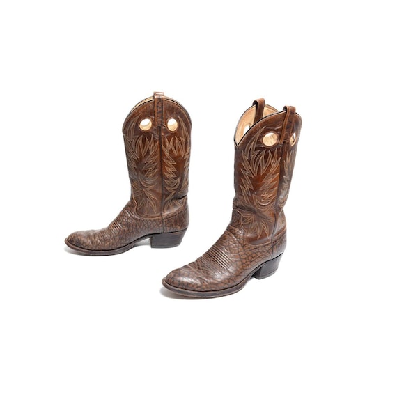 Vintage Dan Post Brown Leather Cowboy Boots – Men's Size 9.5 Western Style